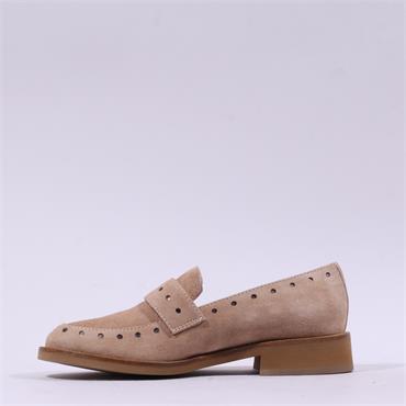 Marco Moreo Maura Cut Out Dots Loafer - Camel Suede